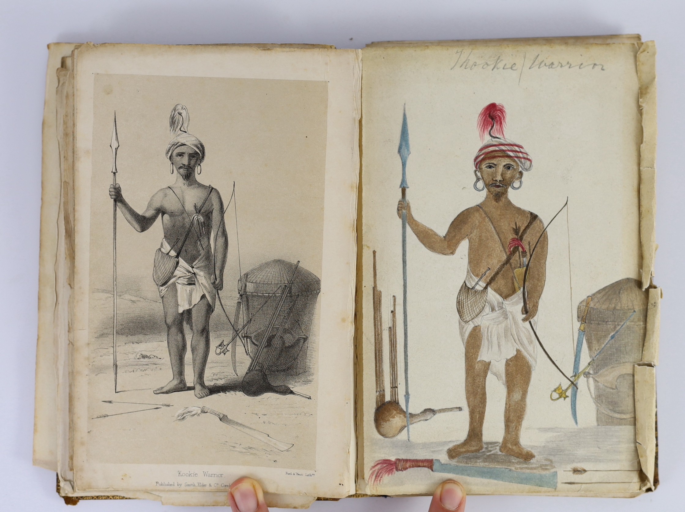 Butler, John, Major - Travels and Adventures in the Province of Assam, during a Residence of Fourteen Years, 8vo, pictorial calf gilt, with frontis, folding map and 8 tinted plates, front fly leaf inscribed, ‘’John Butle